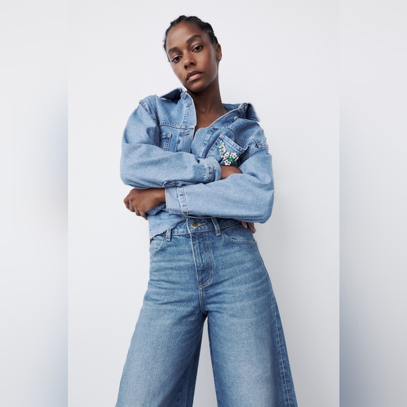 Zara | NWOT Culotte-cut Jeans - Picture 5 of 12